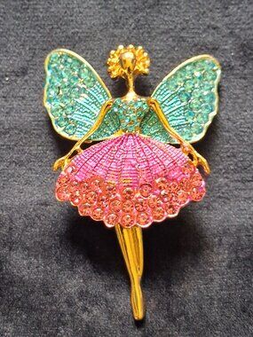 Crystal Fairy Ballerina Refrigerator Magnet - Upcycled From Brooches